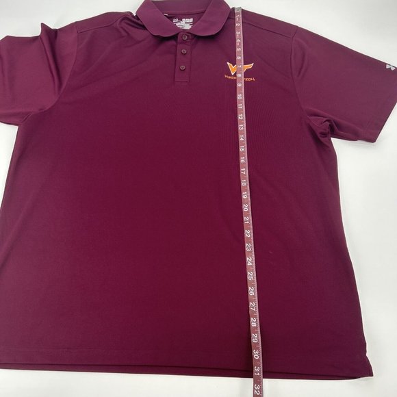Virginia Tech Hokies Under Armour Shirt Men 2XL Maroon ShortSleeve Polo HeatGear - Picture 6 of 9